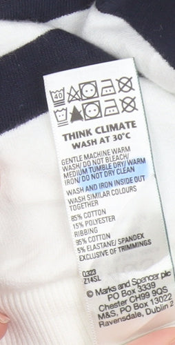 Marks and Spencer Women’s White Mix Striped Pullover Sweatshirt Medium