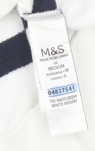 Marks and Spencer Women’s White Mix Striped Pullover Sweatshirt Medium