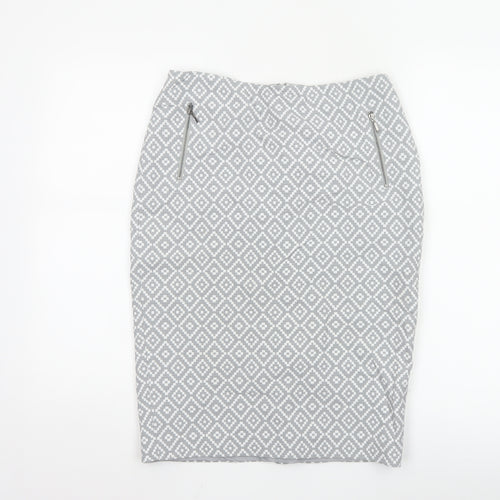 Marks and Spencer Women’s Grey Geometric Pencil Skirt Size 10