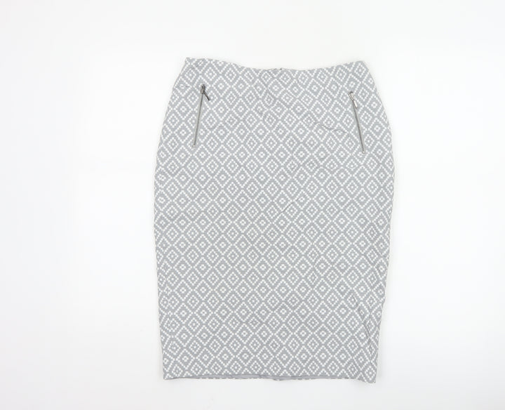 Marks and Spencer Women’s Grey Geometric Pencil Skirt Size 10