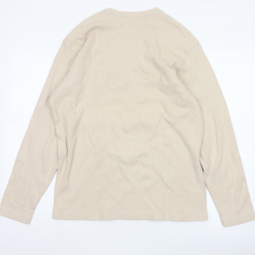 Old Navy Men's Beige Long Sleeve Crew Neck Casual Top Size M