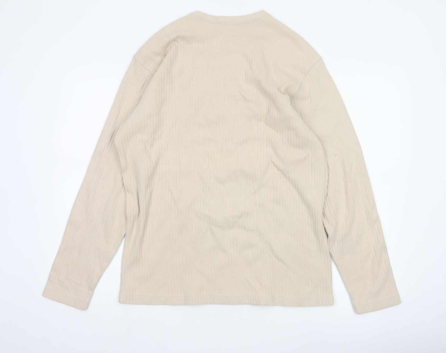 Old Navy Men's Beige Long Sleeve Crew Neck Casual Top Size M