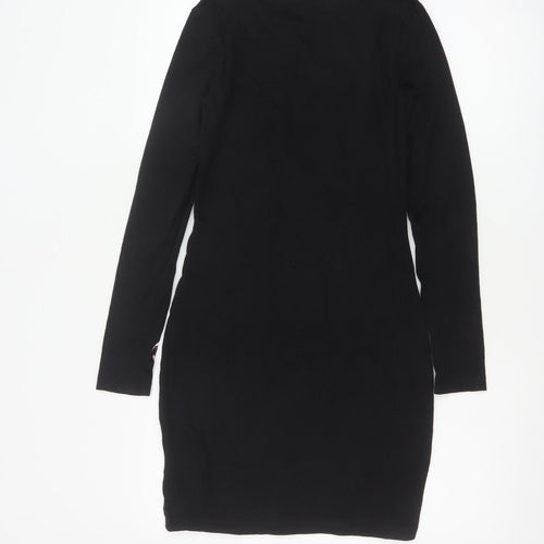 H&M Women Black Size 8 Skeleton Print Long Sleeve Bodycon Dress