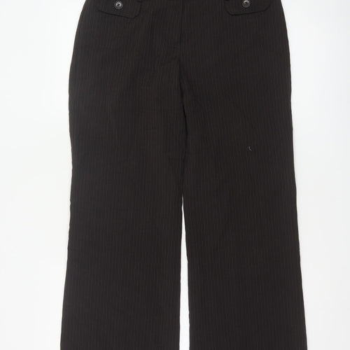 Marks and Spencer Womens Black Pinstripe Wide-Leg Trousers Size 10