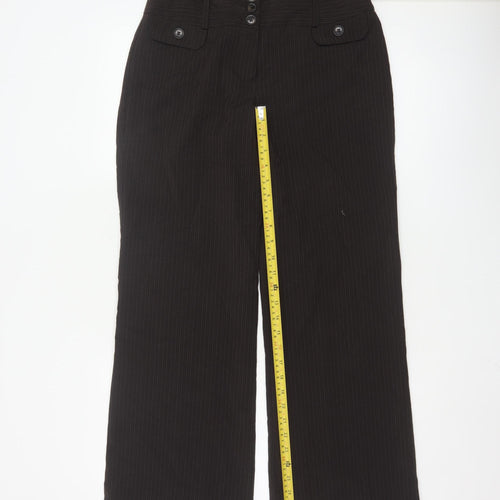 Marks and Spencer Womens Black Pinstripe Wide-Leg Trousers Size 10