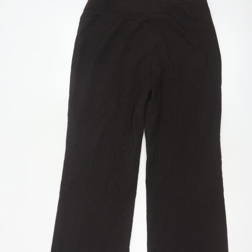 Marks and Spencer Womens Black Pinstripe Wide-Leg Trousers Size 10