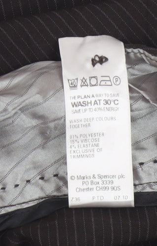 Marks and Spencer Womens Black Pinstripe Wide-Leg Trousers Size 10