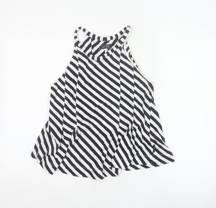 Armani Jeans Womens Black White Striped Halter Tank Top Size 14