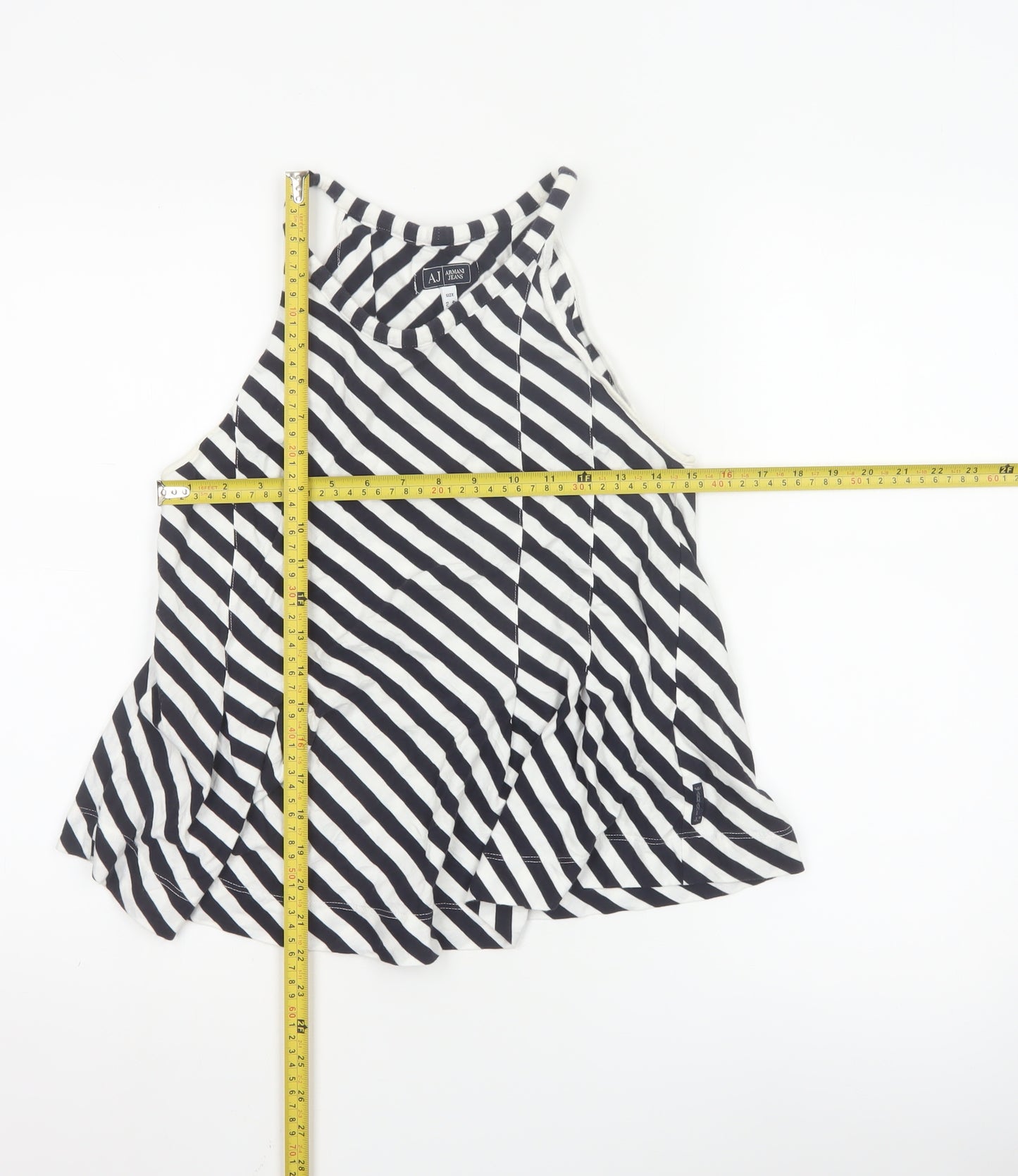 Armani Jeans Womens Black White Striped Halter Tank Top Size 14