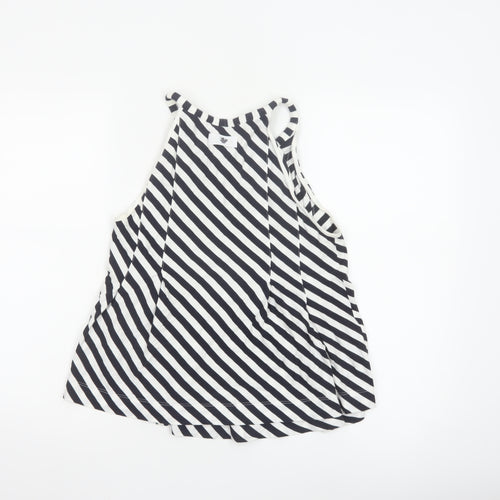 Armani Jeans Womens Black White Striped Halter Tank Top Size 14