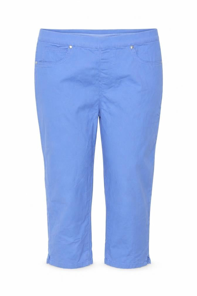 Front view of Intuition Women’s Blue Cropped Denim Stretch Trousers, size UK 14