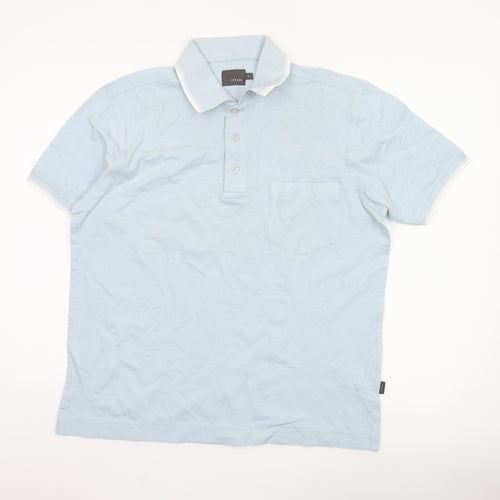 Féraud Men's Blue Short Sleeve Cotton Polo Shirt Size S