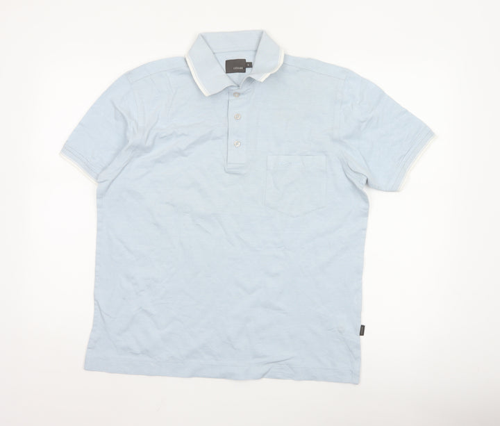 Féraud Men's Blue Short Sleeve Cotton Polo Shirt Size S