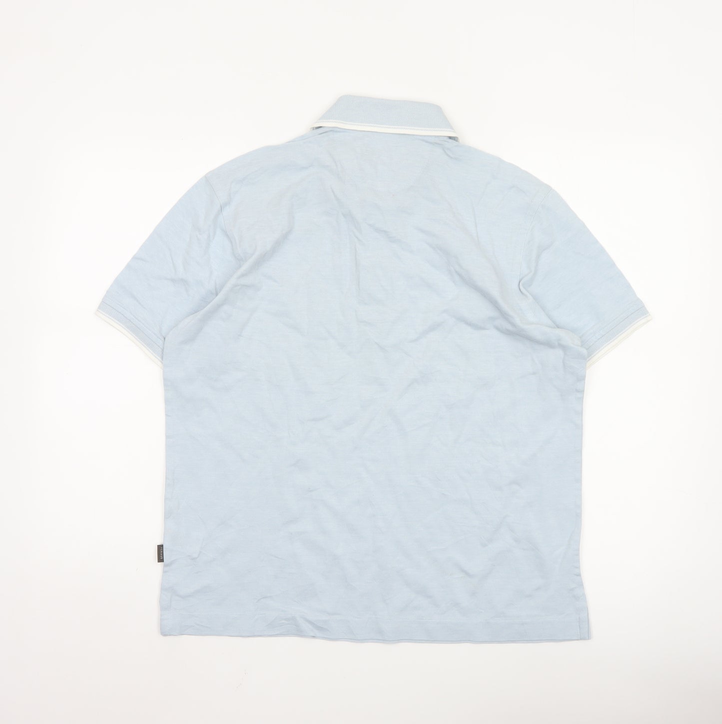 Féraud Men's Blue Short Sleeve Cotton Polo Shirt Size S