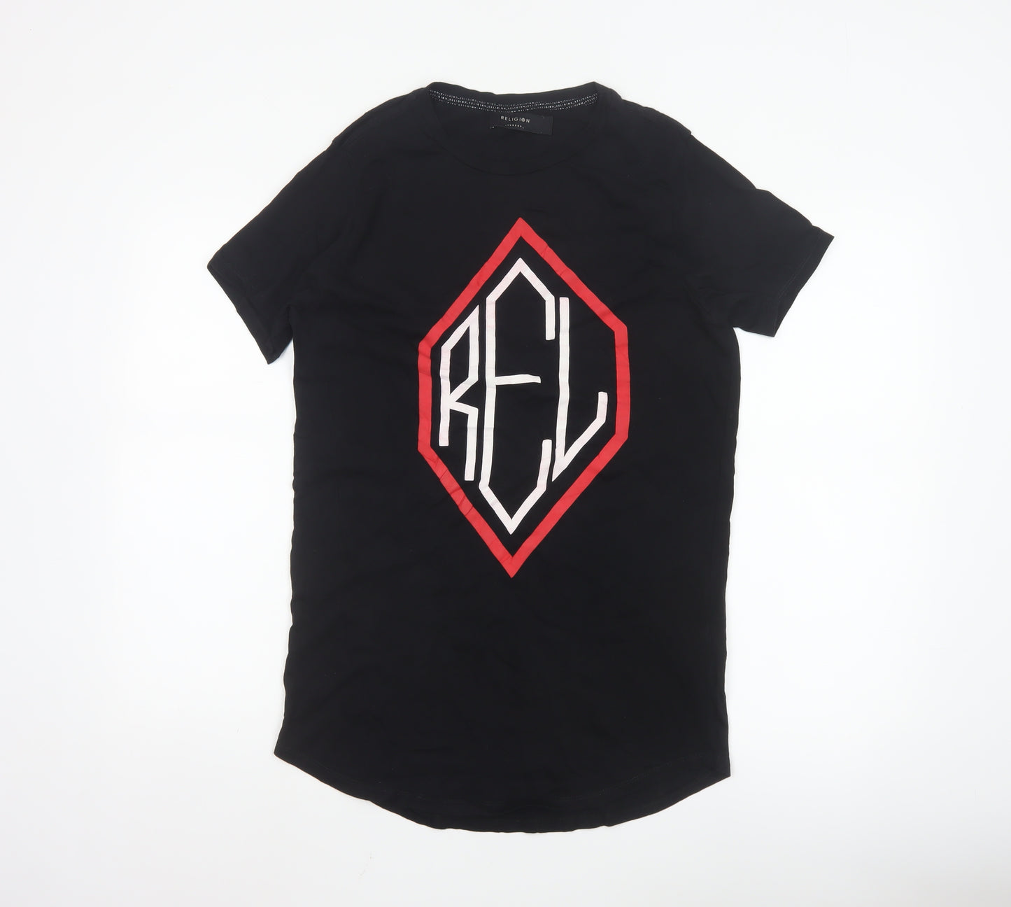 Religion London Men's Black Graphic Print Cotton T-Shirt Size S