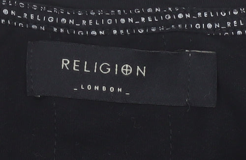 Religion London Men's Black Graphic Print Cotton T-Shirt Size S