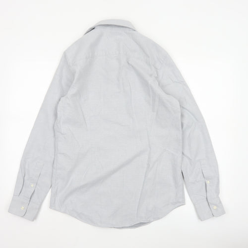 Zara Mens Grey Slim Fit Long Sleeve Button-Up Shirt Size M