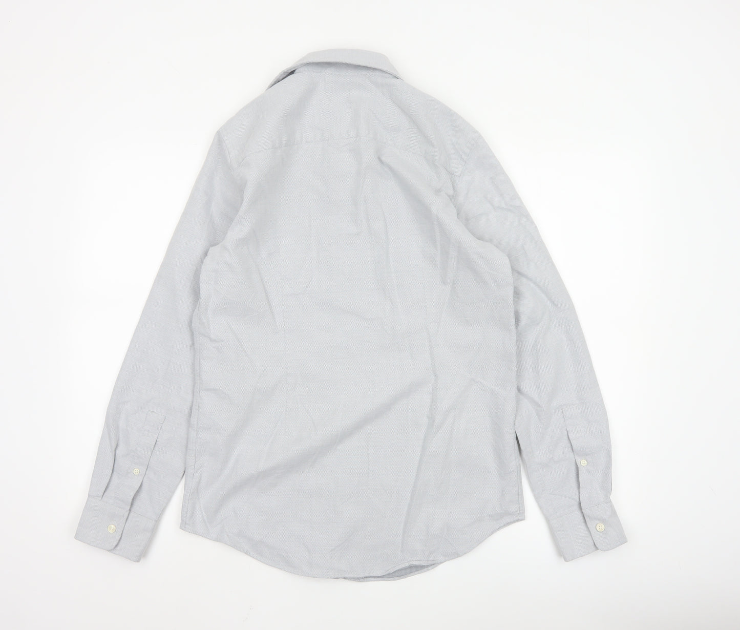 Zara Mens Grey Slim Fit Long Sleeve Button-Up Shirt Size M