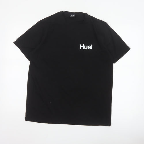 Huel Men's Black Crew Neck Cotton T-Shirt Size L