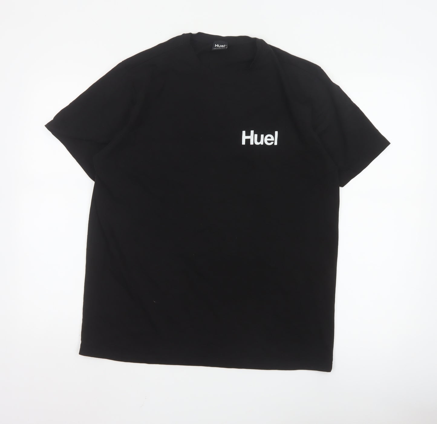 Huel Men's Black Crew Neck Cotton T-Shirt Size L