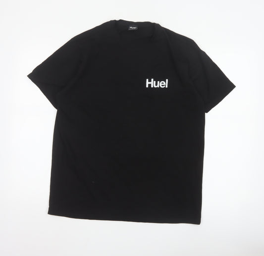 Huel Men's Black Crew Neck Cotton T-Shirt Size L