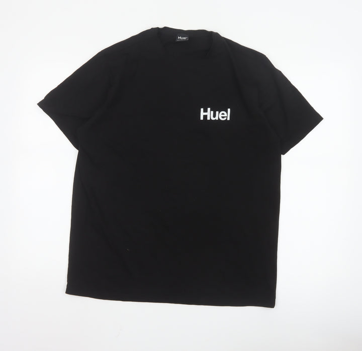 Huel Men's Black Crew Neck Cotton T-Shirt Size L
