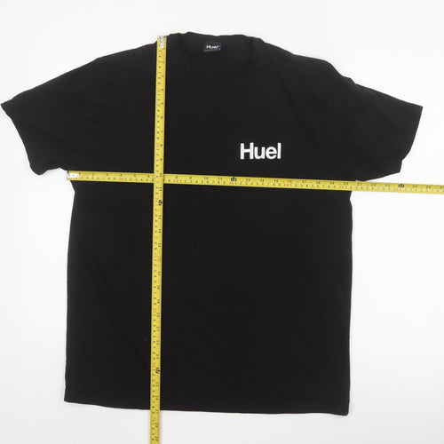 Huel Men's Black Crew Neck Cotton T-Shirt Size L