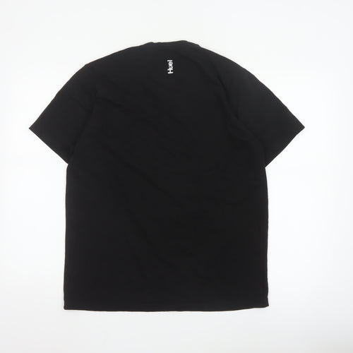 Huel Men's Black Crew Neck Cotton T-Shirt Size L