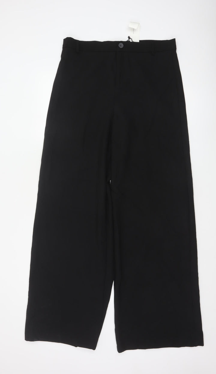 Zara Women’s Black Wide-Leg Trousers XL Polyester Blend