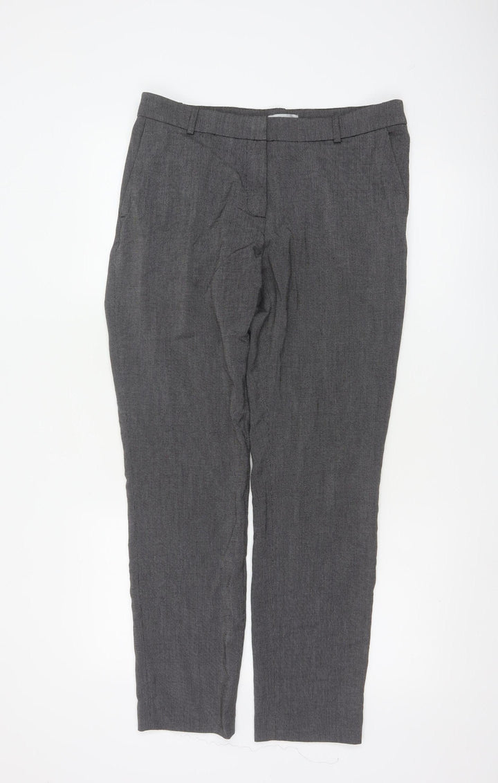 H&M Women’s Grey Stretch Work Trousers Size 12 Straight Leg