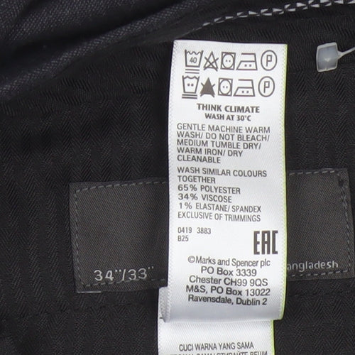 Marks and Spencer Men's Black Slim Fit Trousers 34x33 Business Work Pants