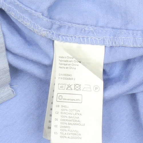 H&M Women Blue Cotton Sleeveless Shirt Dress Size 8