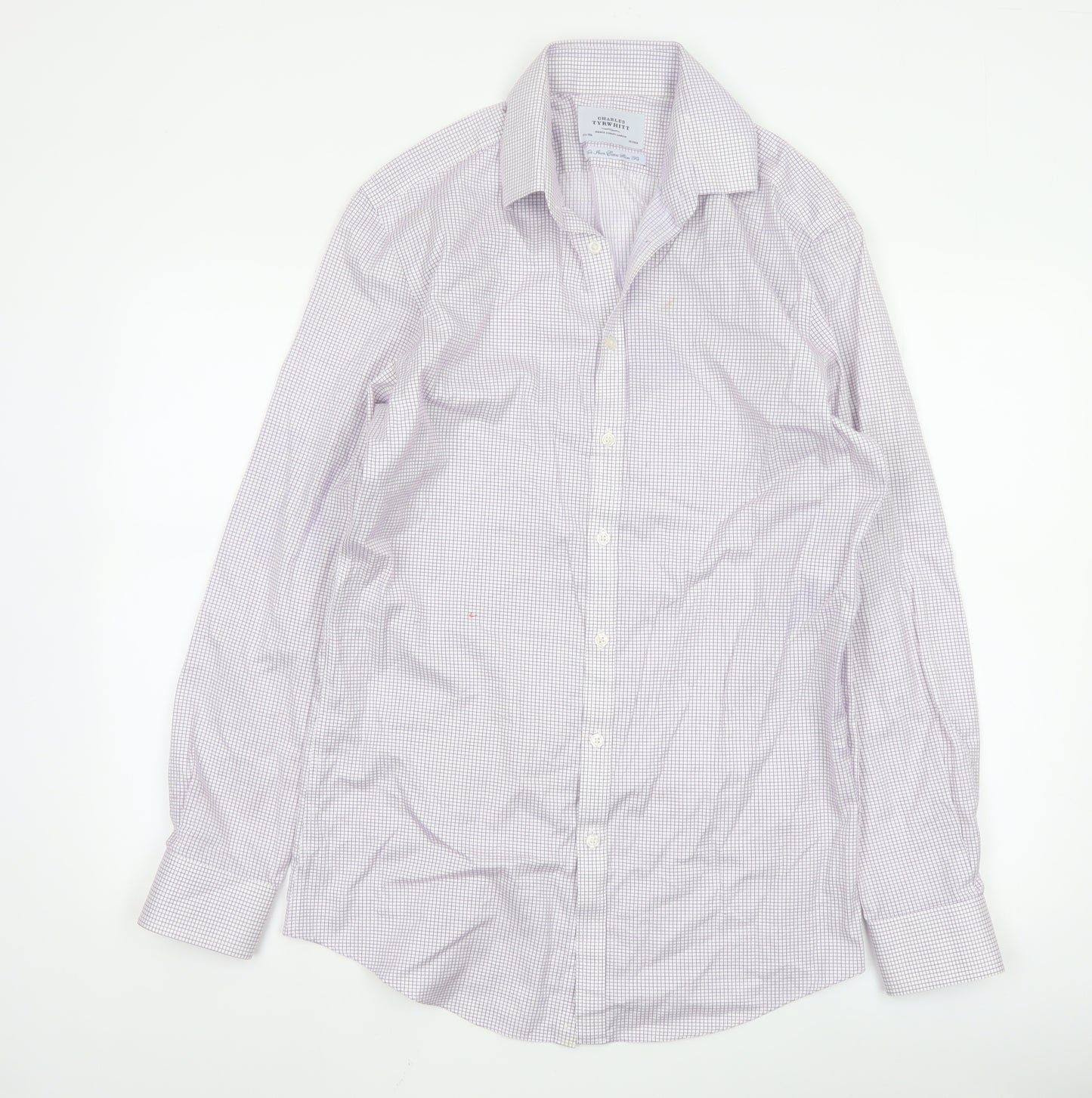 Charles Tyrwhitt Men's Purple Check Non-Iron Extra Slim Fit Shirt 15.5in