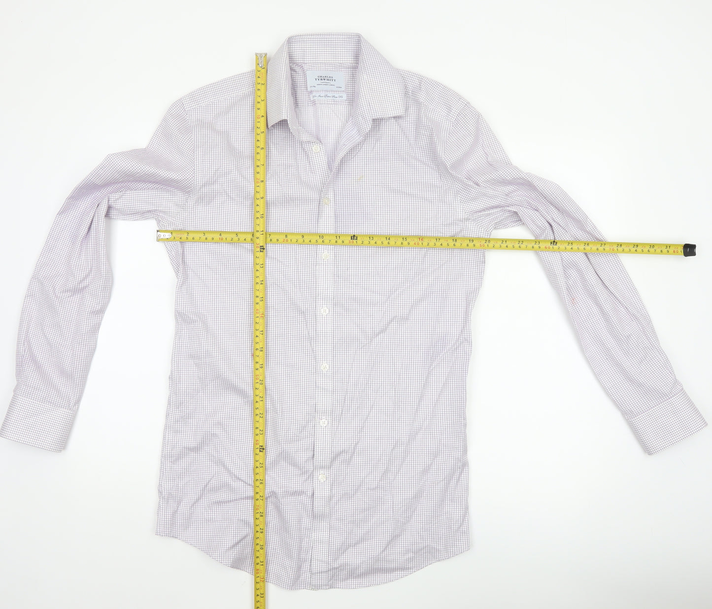 Charles Tyrwhitt Men's Purple Check Non-Iron Extra Slim Fit Shirt 15.5in