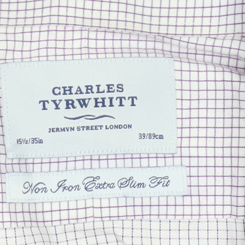 Charles Tyrwhitt Men's Purple Check Non-Iron Extra Slim Fit Shirt 15.5in