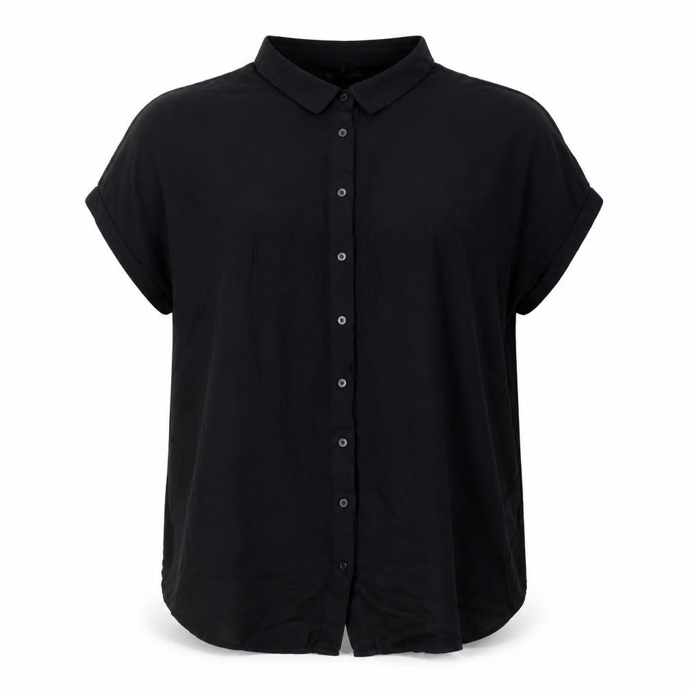 Front view of H&M Mama Black Button-Up Maternity Shirt Women’s S