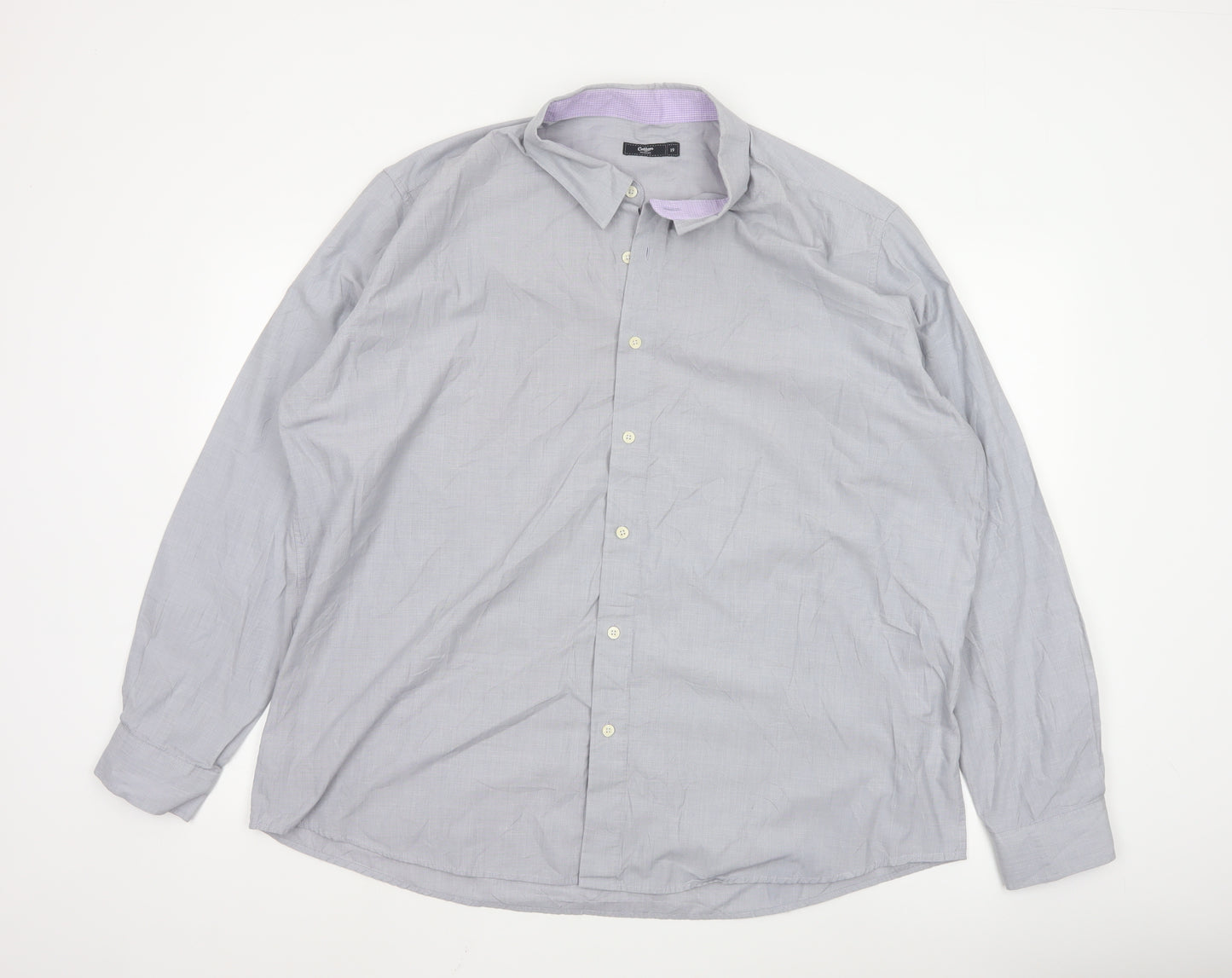 Cotton Traders Men’s Grey 19 Regular Fit Long Sleeve Button-Up Shirt
