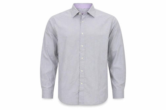 Front view of Cotton Traders Men’s Grey 19 Regular Fit Long Sleeve Button-Up Shirt