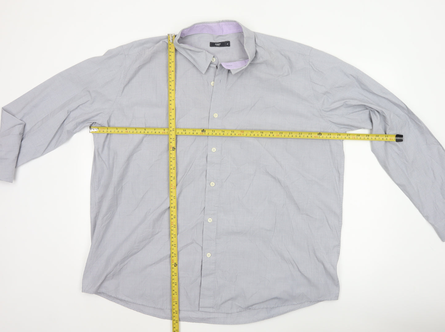 Cotton Traders Men’s Grey 19 Regular Fit Long Sleeve Button-Up Shirt