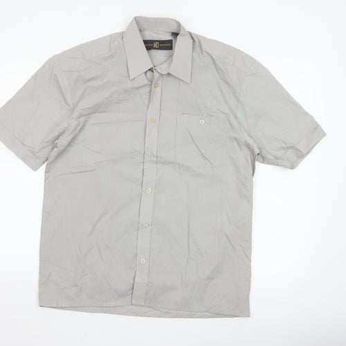 Roberto Bertolucci Men's Grey Short Sleeve Button-Up Shirt M