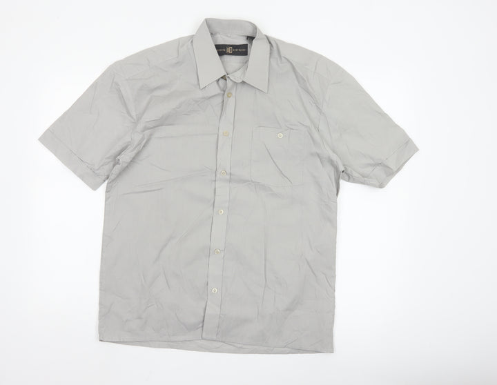 Roberto Bertolucci Men's Grey Short Sleeve Button-Up Shirt M