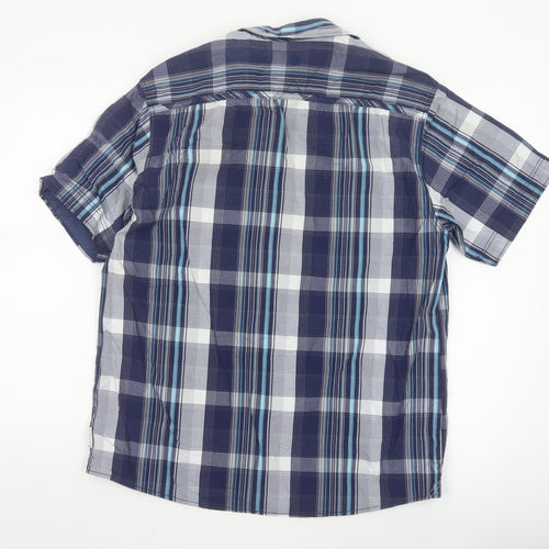 Fat Face Mens Blue Check Short Sleeve Button-Up Shirt M