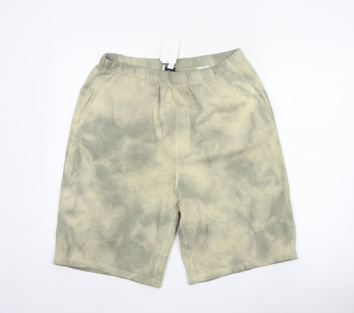 H&M Men’s Beige Relaxed Fit Sweat Shorts L Cotton Blend