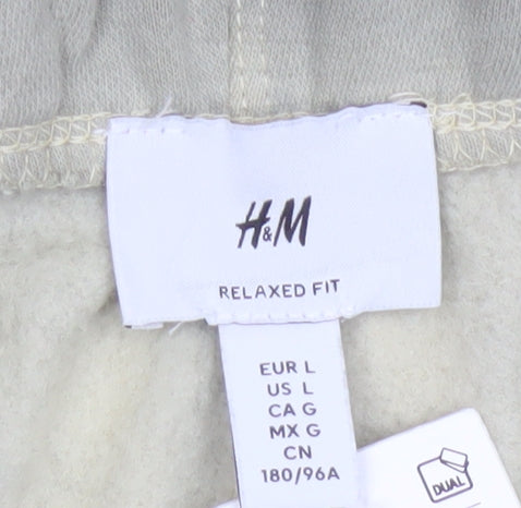 H&M Men’s Beige Relaxed Fit Sweat Shorts L Cotton Blend