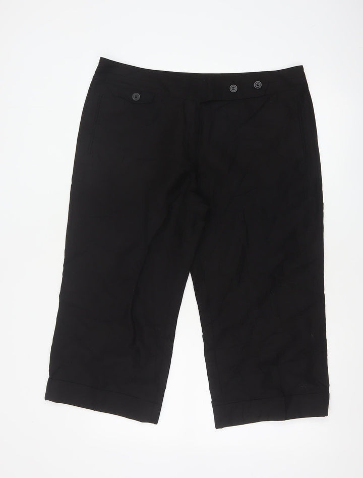 Marks and Spencer Women Black Linen Blend Capri Trousers Size 16