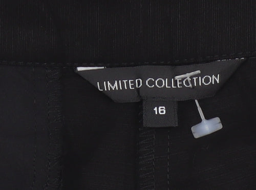 Marks and Spencer Women Black Linen Blend Capri Trousers Size 16
