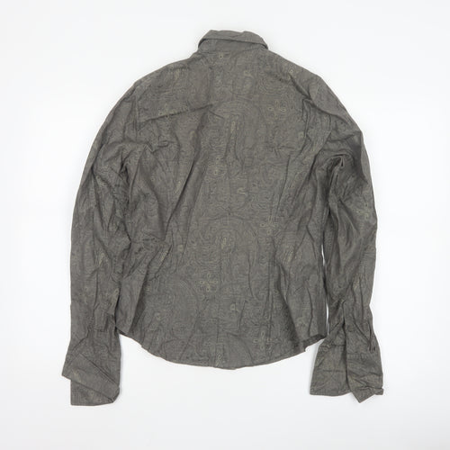 TM Lewin Women Grey Paisley Cotton Long Sleeve Button-Up Shirt Size 12