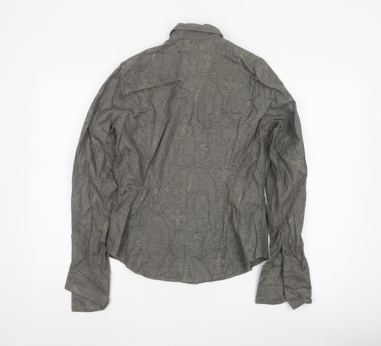 TM Lewin Women Grey Paisley Cotton Long Sleeve Button-Up Shirt Size 12
