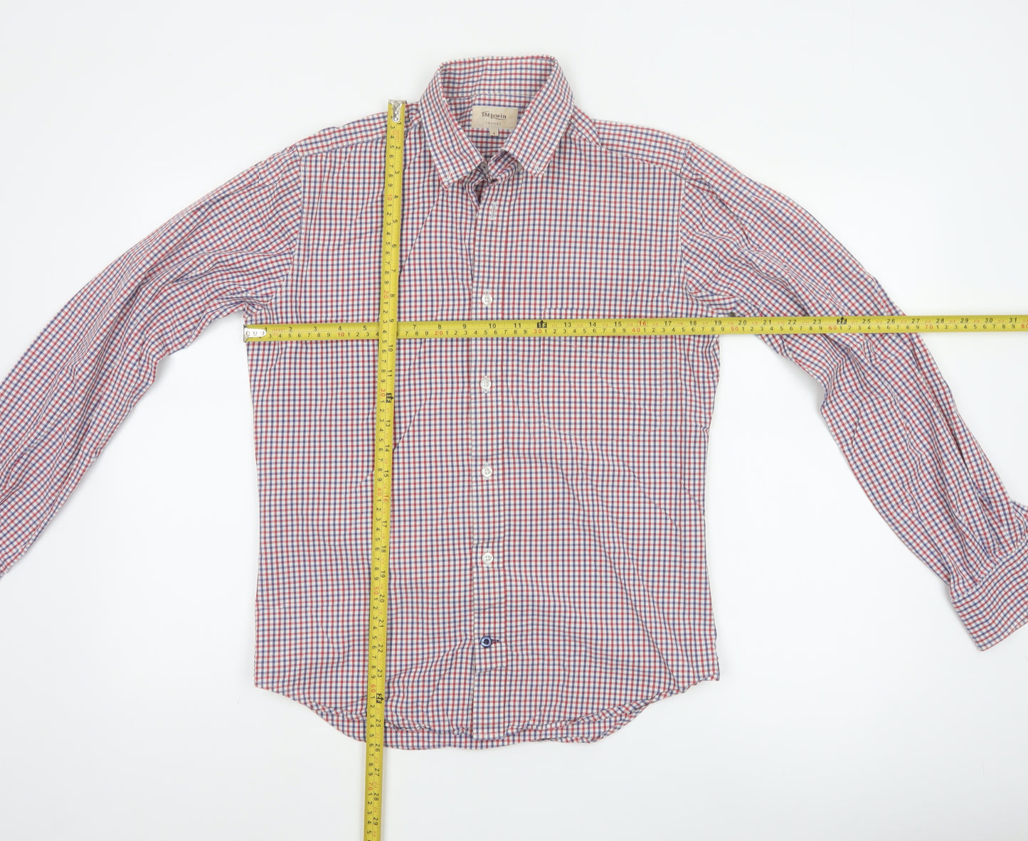 T.M.Lewin Men's Multicoloured Check Cotton Casual Button-Up Shirt S