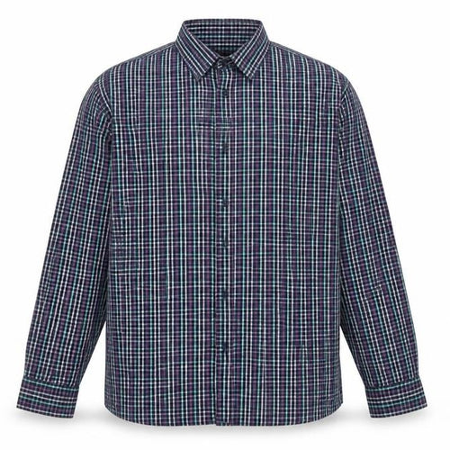F&F Men's Blue Checked Long Sleeve Button-Up Cotton Shirt 2XL
